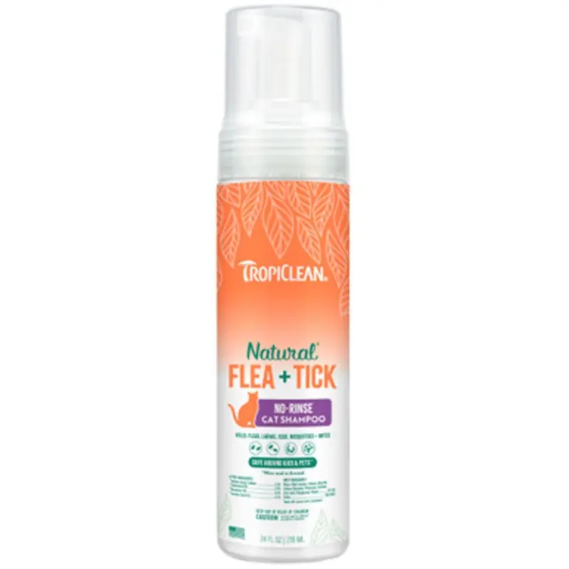 TropiClean Natural Flea & Tick No-Rinse Cat Shampoo 7.4 fl oz