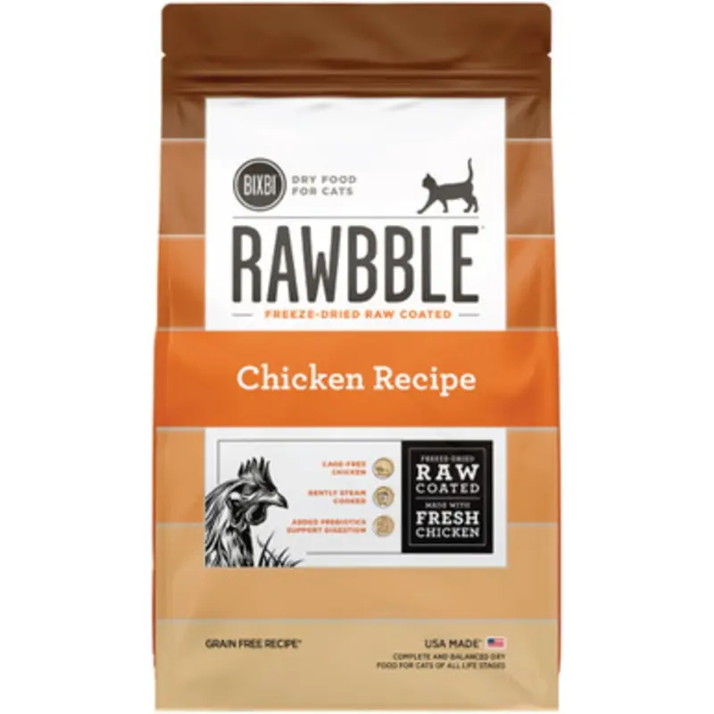 Bixbi Rawbble Freeze-Dried Raw Coated Chicken Recipe Grain Free Dry Cat Food 3 lb
