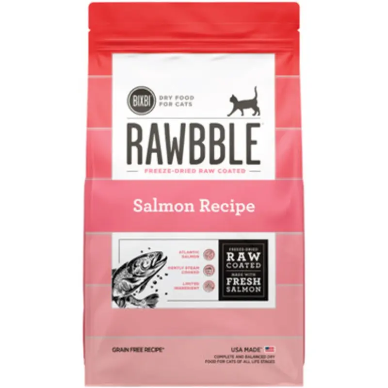 Bixbi Rawbble Freeze-Dried Raw Coated Salmon Recipe Grain Free Dry Cat Food 3 lb