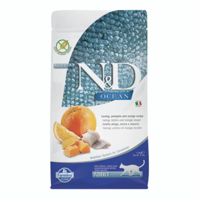 Farmina N&D Ocean Herring, Pumpkin & Orange Adult Dry Cat Food 3.3 lb