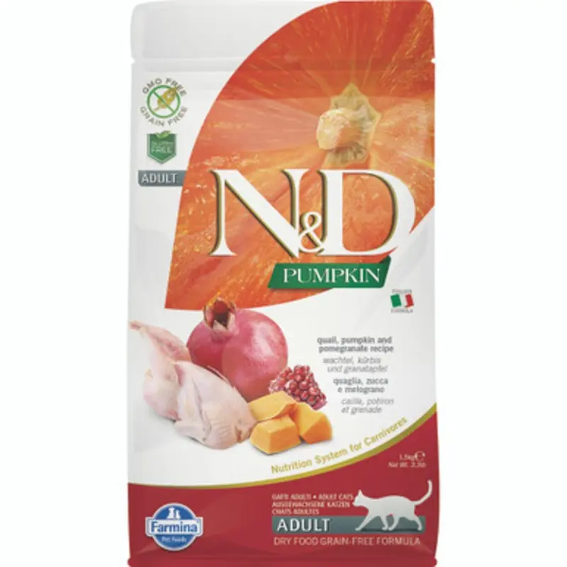 Farmina N&D Pumpkin Quail, Pumpkin and Pomegranate Recipe Adult Dry Cat Food 3.3 lb