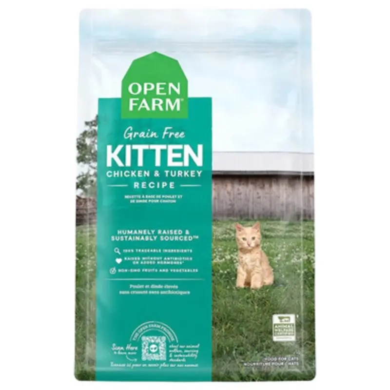 Open Farm Grain Free Chicken & Turkey Recipe Dry Kitten Food 4 lb