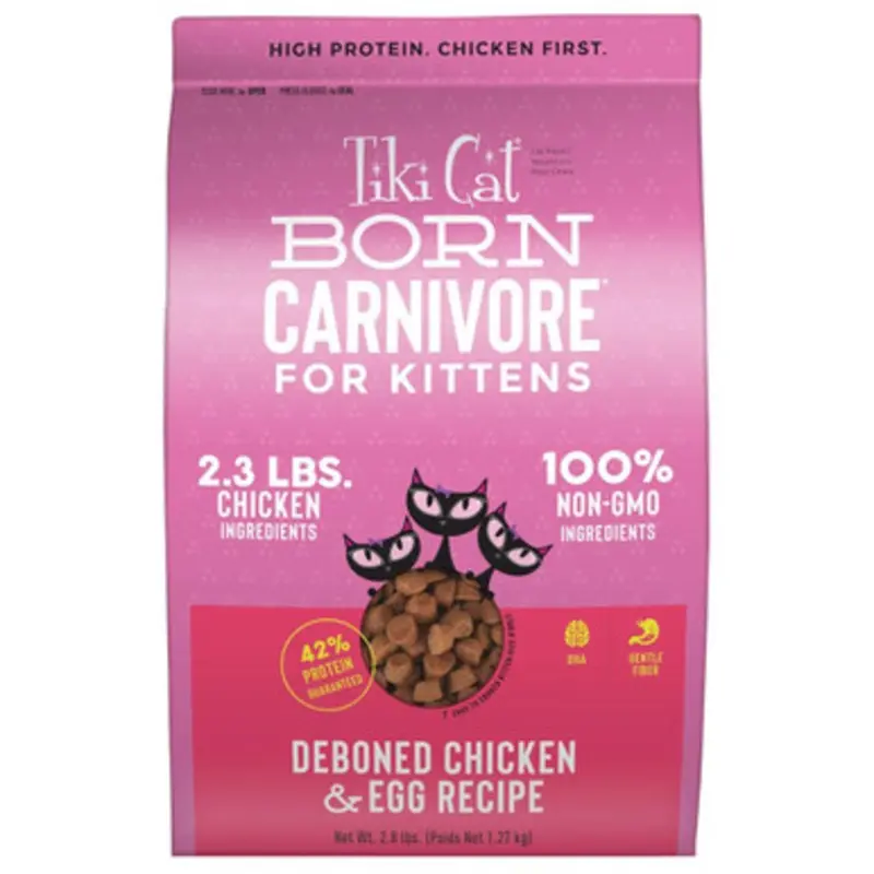 Tiki Cat Born Carnivore for Kittens w/ Deboned Chicken & Egg Recipe Dry Cat Food 2.3 lb