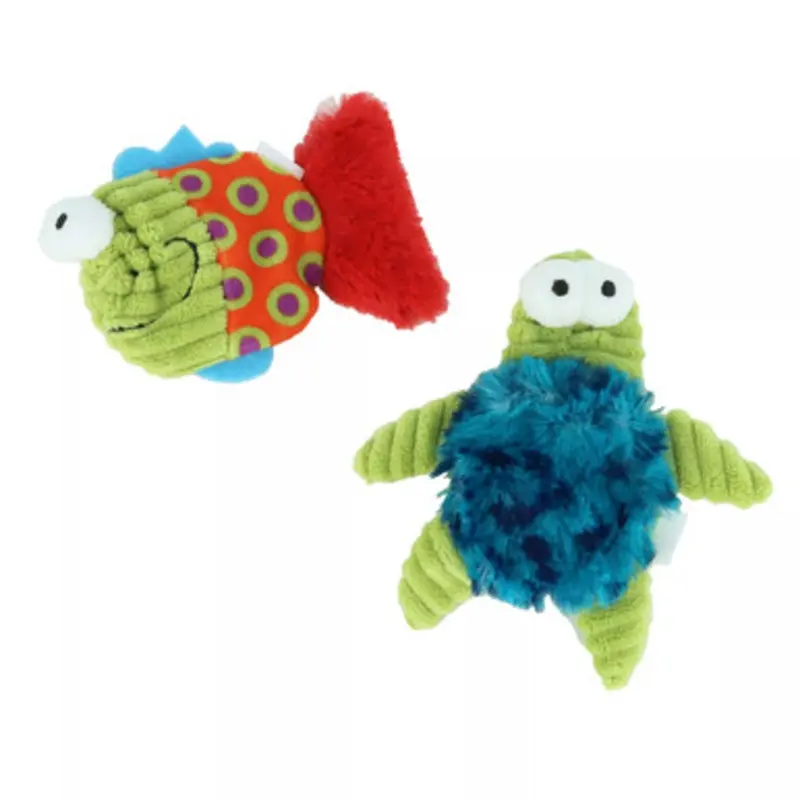 Turbo Whimsy Fish & Turtle Plush Cat Toys, 2-Pack 2 pk