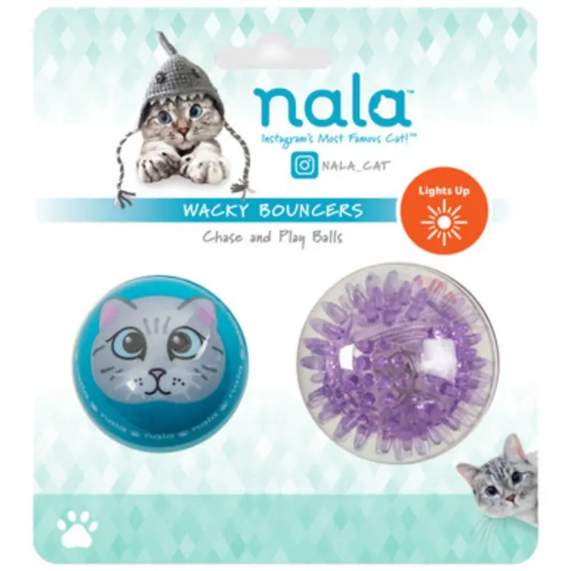 Nala Wacky Bouncers Chase & Play Balls Cat Toys, 2-Pack 2 pk