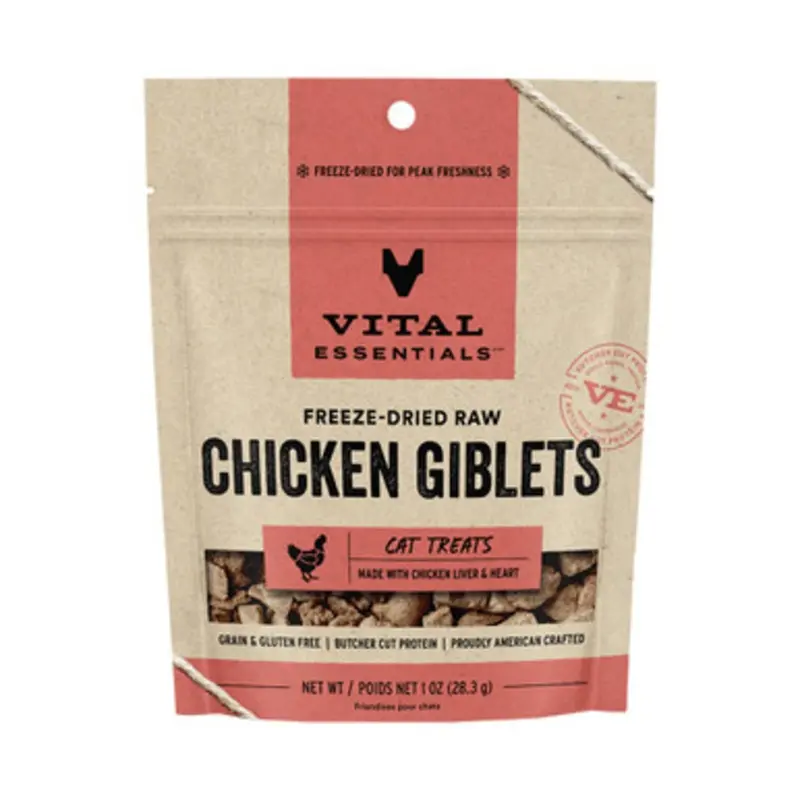 Vital Essentials Chicken Giblets Freeze-Dried Raw Cat Treats 1 oz