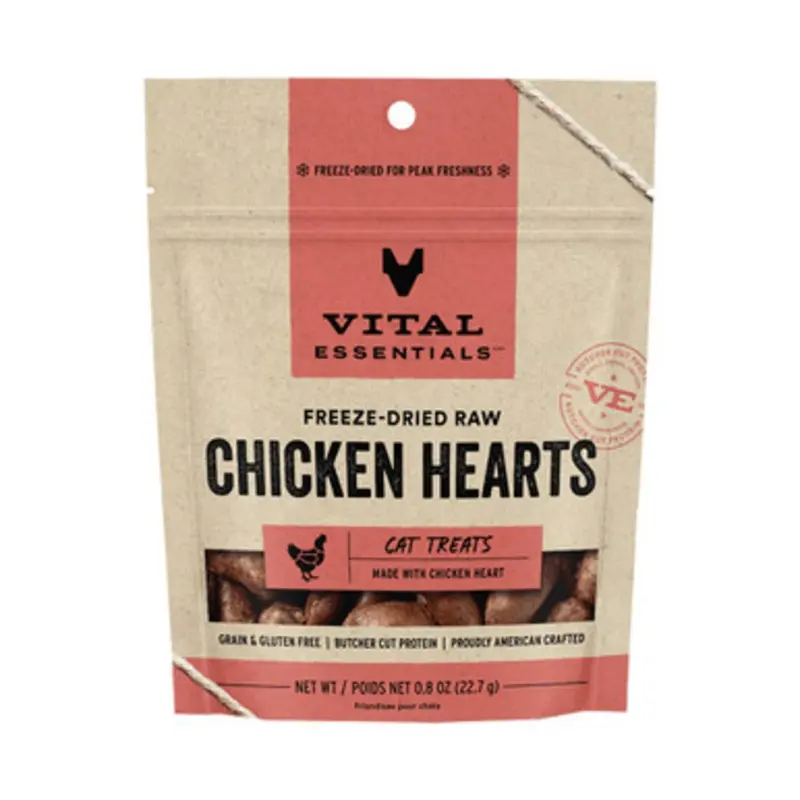 Vital Essentials Chicken Hearts Freeze-Dried Raw Cat Treats 0.8 oz