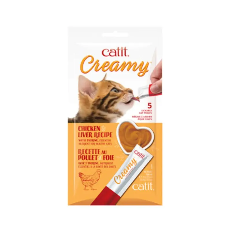 Catit Creamy Lickable Chicken & Liver Recipe Cat Treats 5 pk