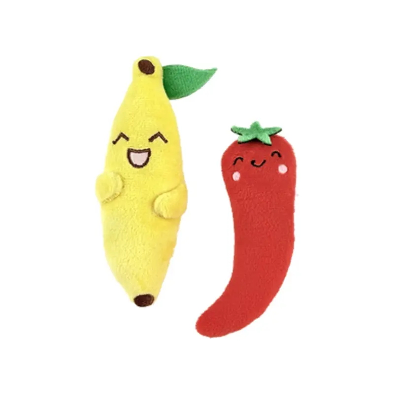 Fog City Pet Spicy Pepper & Banana Duo Plush Catnip Cat Toys, 2-Pack 2 pk