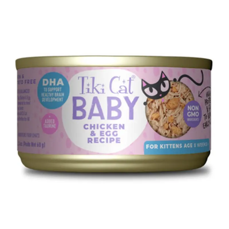Tiki Cat Baby Chicken & Egg Recipe Canned Kitten Food 2.4 oz