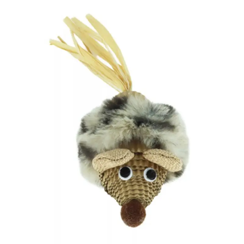 Turbo Natural Fluffy Mouse Batting Cat Toy One Size