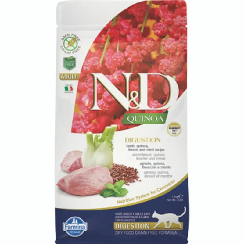 Farmina N&D Quinoa Digestion Lamb, Quinoa, Fennel & Mint Dry Cat Food 3.3 lb