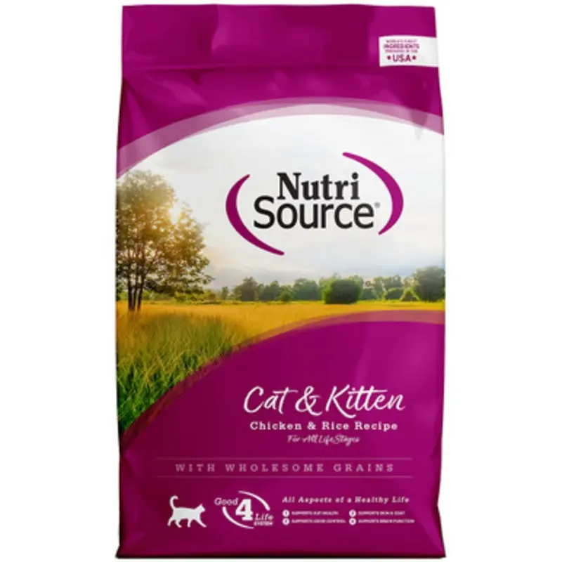 NutriSource Cat & Kitten Chicken & Rice Recipe w/ Wholesome Grains Dry Cat Food 4 lb