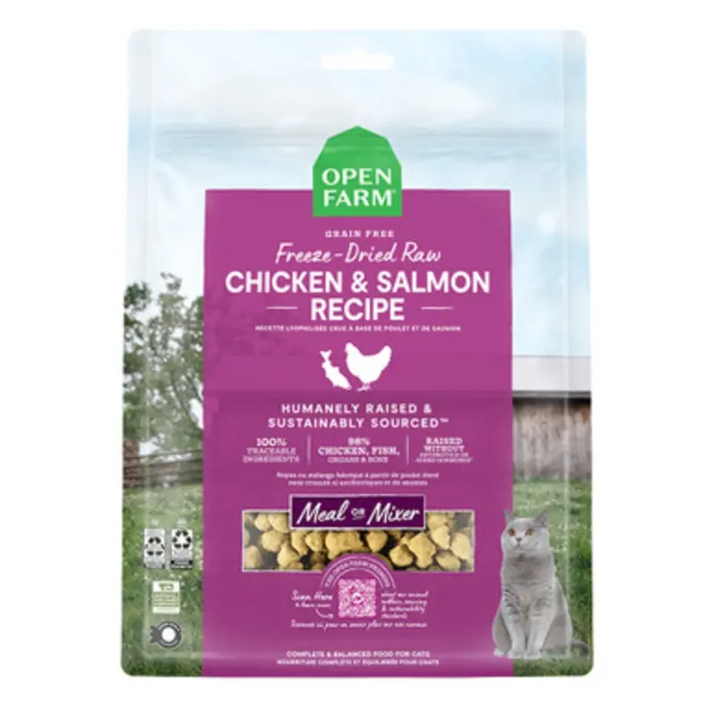 Open Farm Grain Free Chicken & Salmon Recipe Freeze-Dried Raw Cat Food 3.5 oz