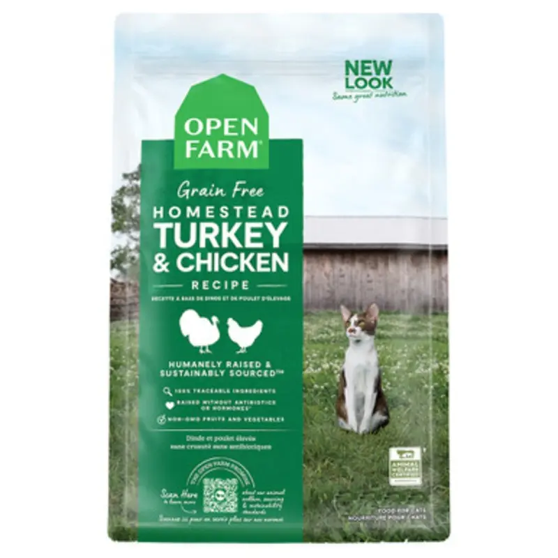 Open Farm Grain Free Homestead Turkey & Chicken Recipe Dry Cat Food 4 lb