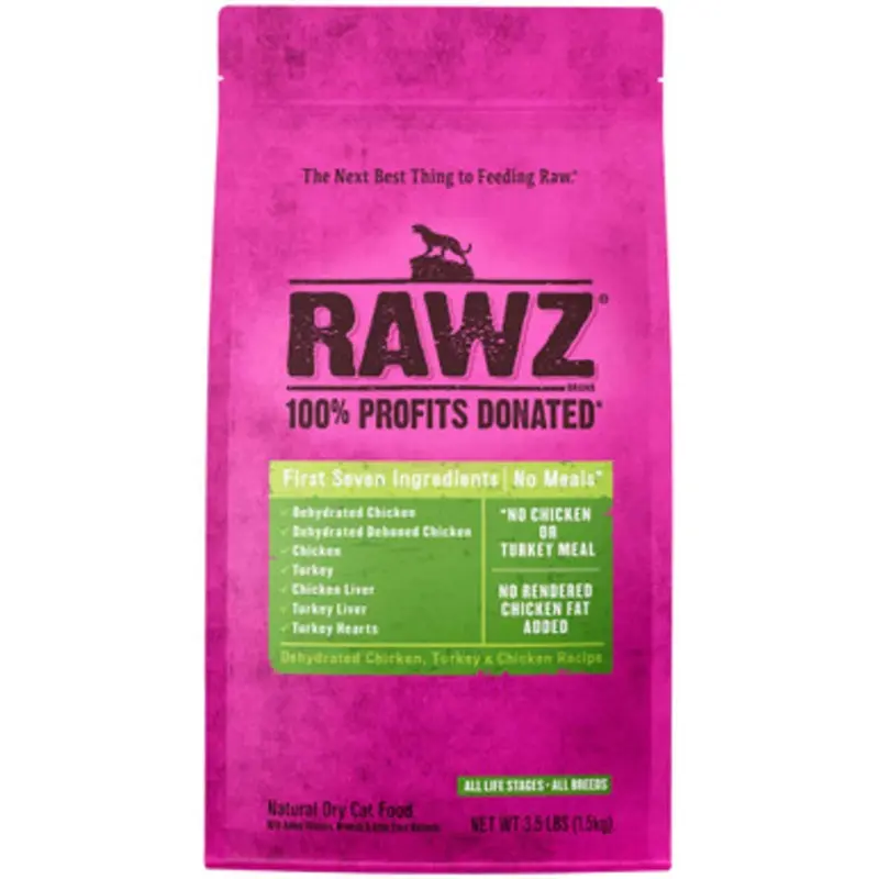 RAWZ Dehydrated Chicken, Turkey & Chicken Recipe Natural Dry Cat Food 3.5 lb