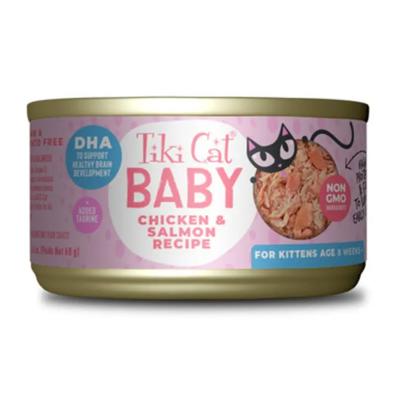 Tiki Cat Baby Chicken & Salmon Recipe Canned Kitten Food 2.4 oz