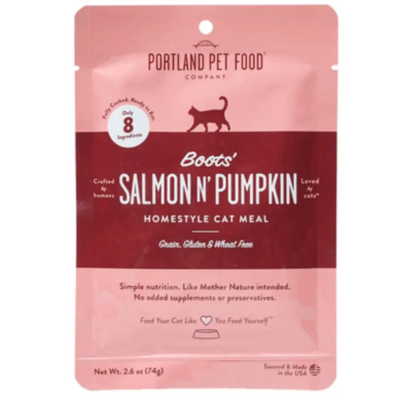 Portland Pet Food Boots' Salmon N' Pumpkin Homestyle Meal Cat Food Topper 2.6 oz