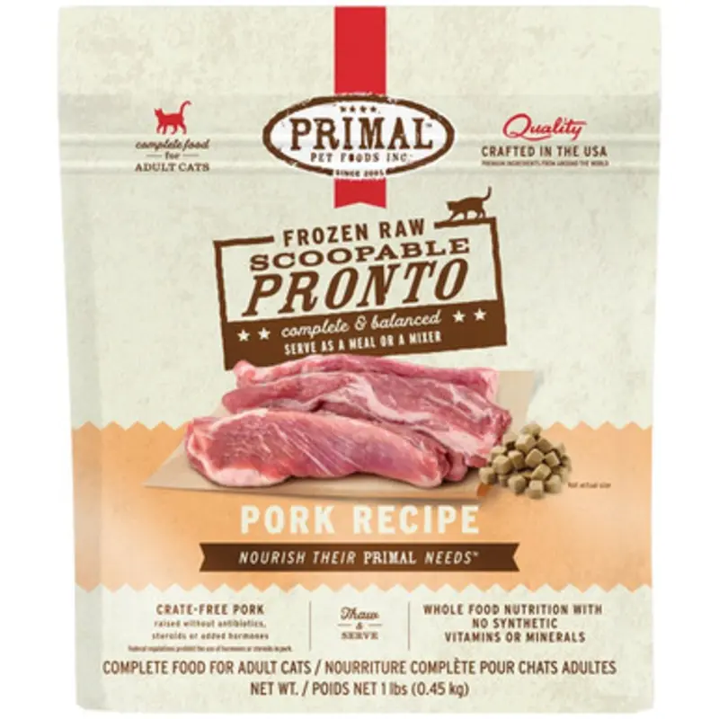 Primal Pronto Raw Frozen Feline Pork Formula Cat Food 1 lb