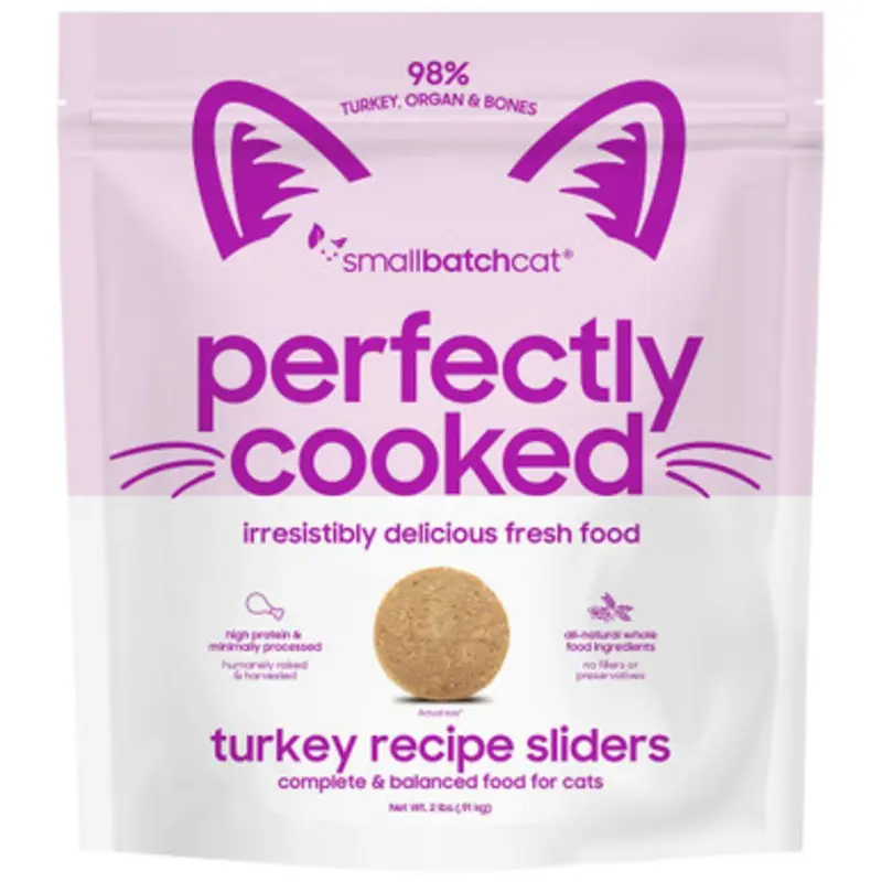 Smallbatch Perfectly Cooked Turkey Recipe Sliders Frozen Cat Food 2 lb