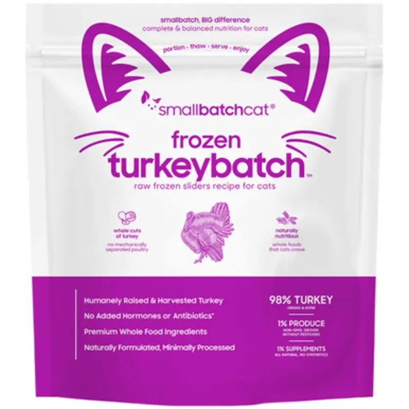 Smallbatch Turkeybatch Sliders Raw Frozen Cat Food 3 lb