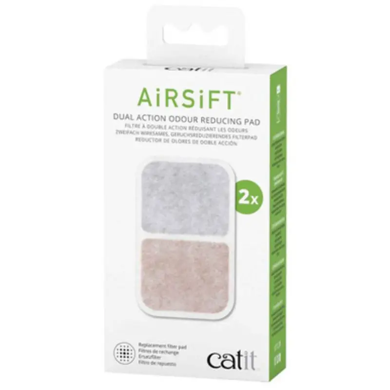 Catit Airsift Dual Action Odor Reducing Pad Replacement Filters, 2-Pack 2 pk