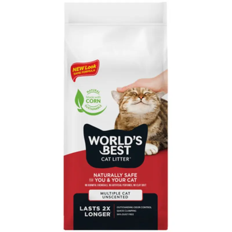 World's Best Multiple Cat Unscented Clumping Cat Litter 15 lb