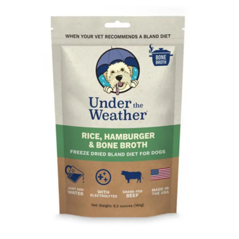 Under The Weather Rice, Hamburger & Bone Broth Freeze Dried Bland Dog Food 6 oz