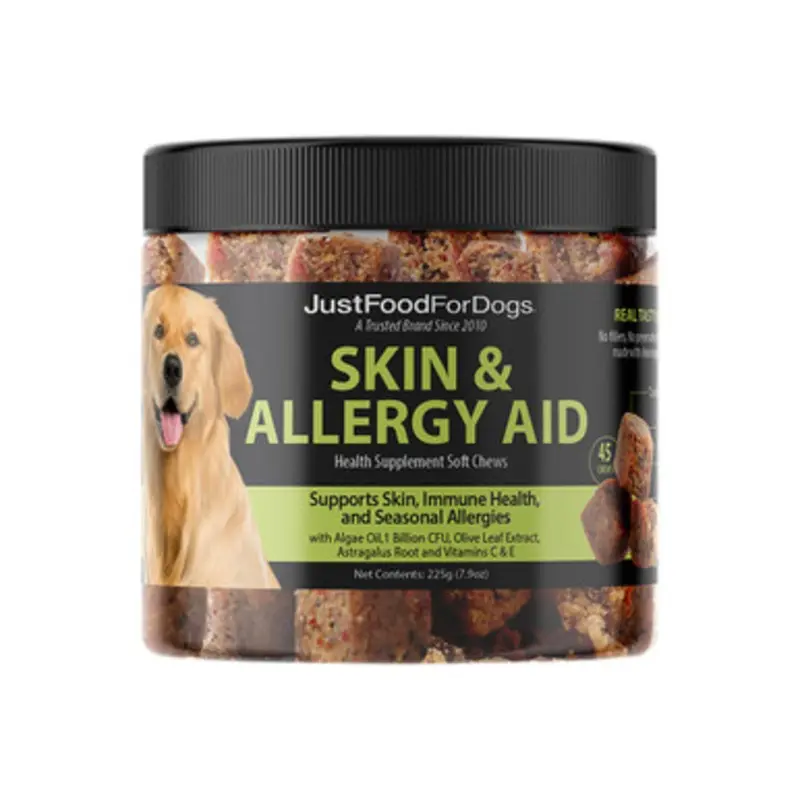 JustFoodForDogs Skin & Allergy Aid Soft Chews Dog Supplement 45 ct