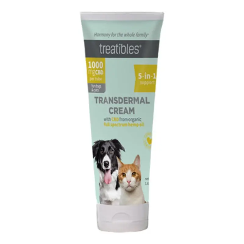 Treatibles Transdermal Cream 1000 mg CBD for Dogs & Cats 1.6 oz