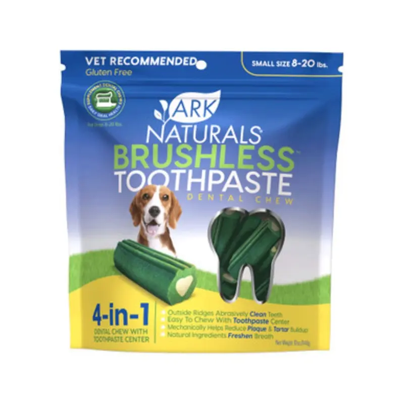 Ark Naturals Brushless ToothPaste Dog Dental Chew Treat Mini (Up to 8 lbs) - 4 oz
