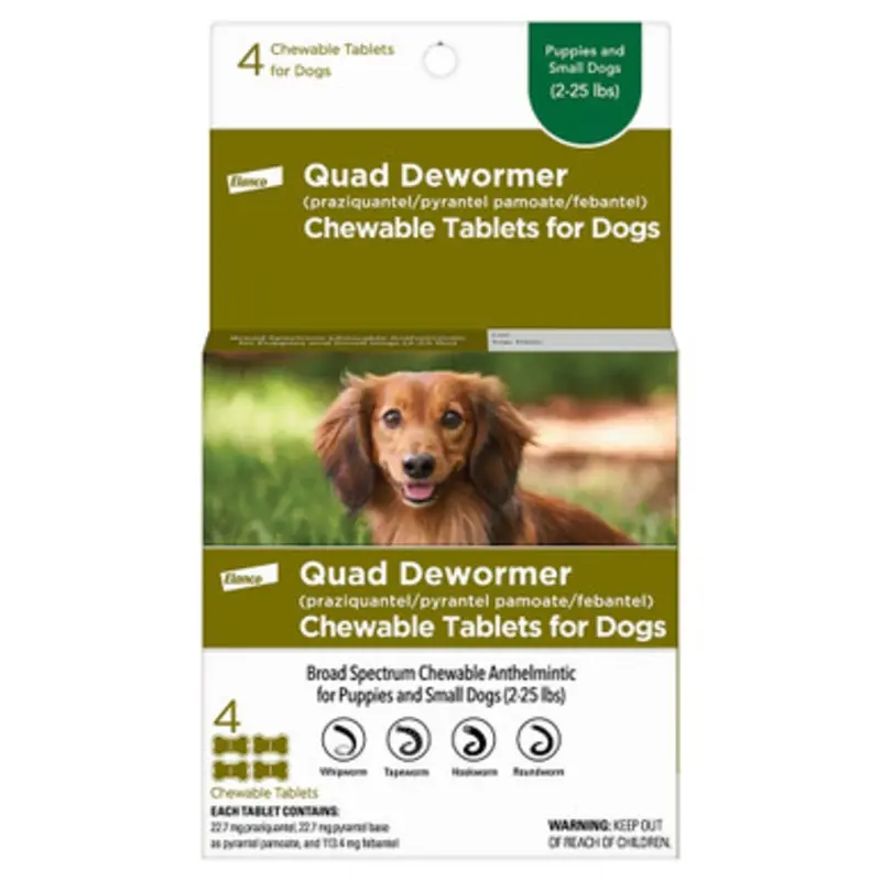 Quad Dewormer Chewable Tablets for Dogs Small