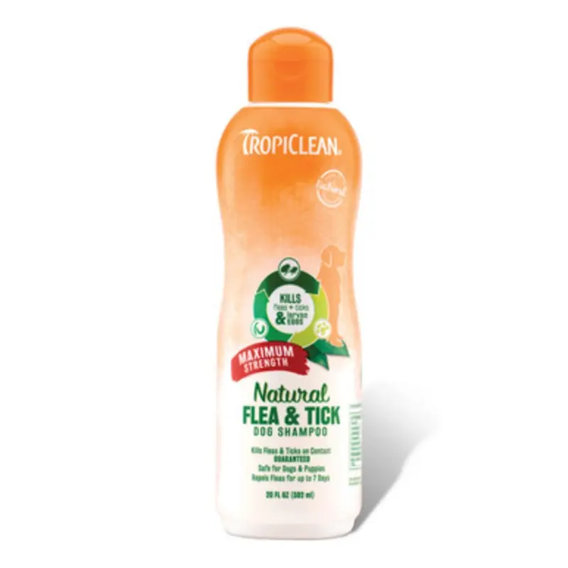 TropiClean Natural Flea & Tick Maximum Strength Dog Shampoo 20 fl oz