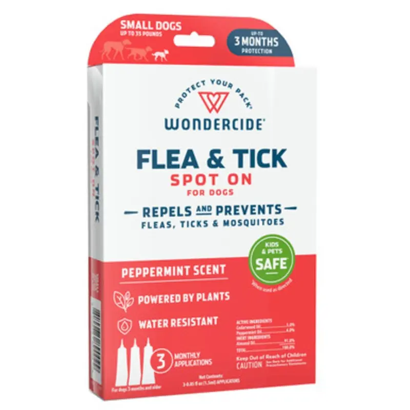 Wondercide Flea & Tick Spot On for Dogs w/ Natural Essential Oils, 3-Pack Small Dog - 3pk