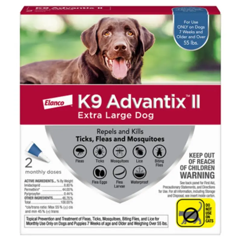 K9 Advantix II Extra Large Dog (Over 55 lbs) Flea & Tick Treatment 2 pk