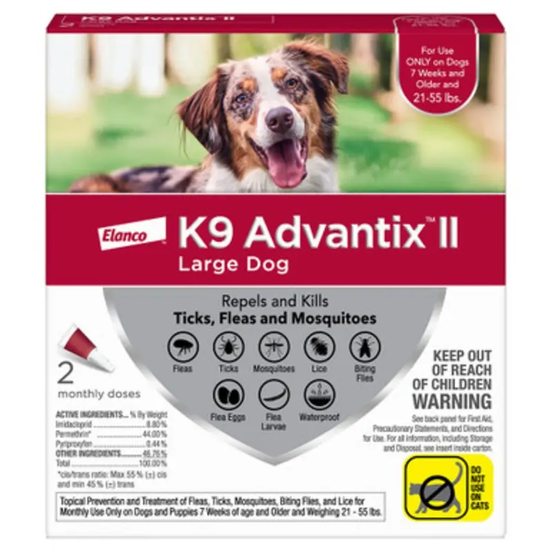 K9 Advantix II Large Dog (21 - 55 lbs) Flea & Tick Treatment 2 pk