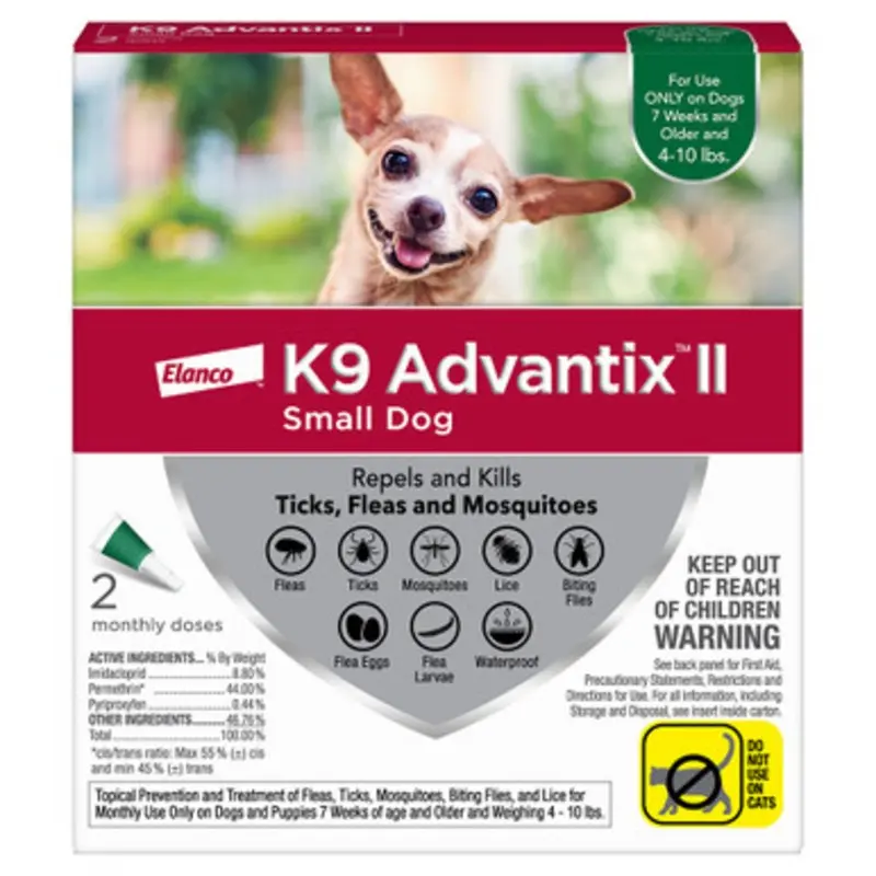 K9 Advantix II Small Dog (4-10 lbs) Flea & Tick Treatment 2 pk