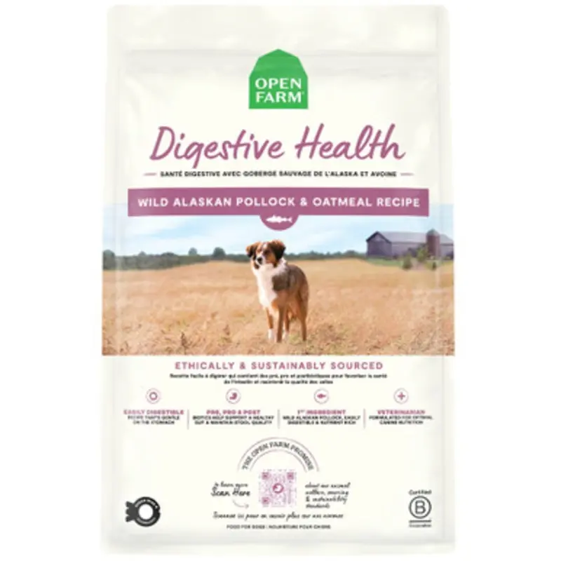 Open Farm Digestive Health Wild Alaskan Pollock & Oatmeal Recipe Dry Dog Food 4 lb