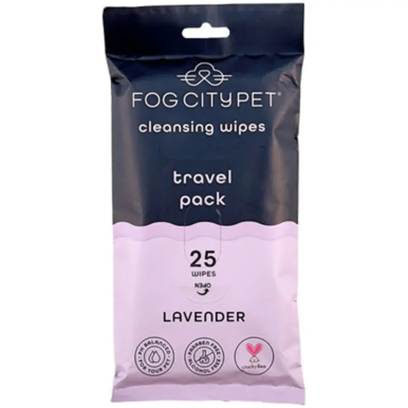 Fog City Pet Lavender Scented Cleansing Wipes Travel Pack for Dogs & Cats 25 pk
