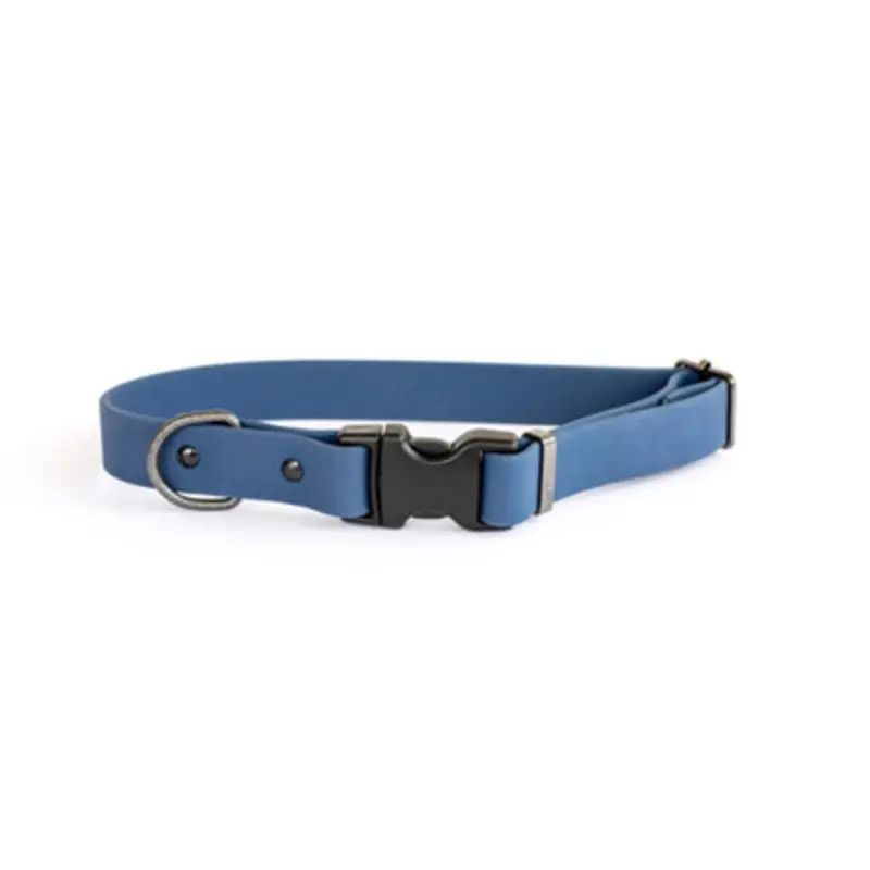 Classy Waterproof Soft PVC Coated Nylon Navy Dog Collar Small