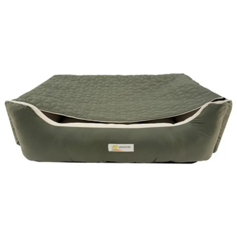 Fetch Your Own Adventure Olive Quilted Blanket Lounger Dog Bed Medium