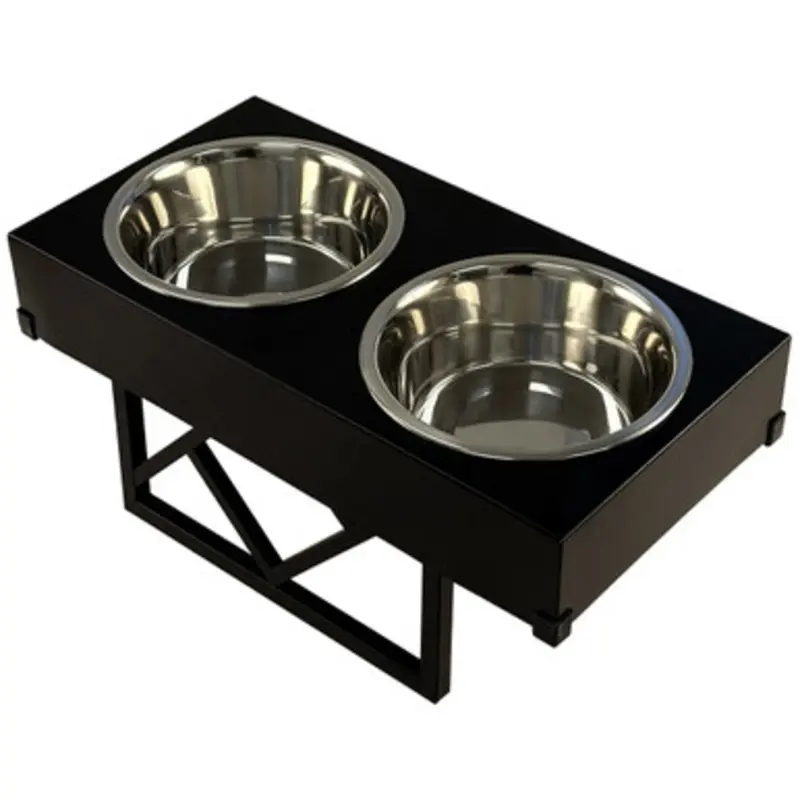 Fog City Pet Black Elevated Double Feeder Dog Bowl One Size