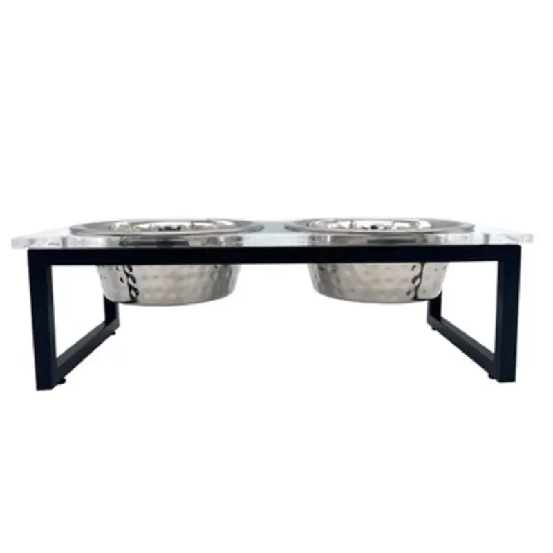 Indiepets Acrylic Double Dog Feeder One Size
