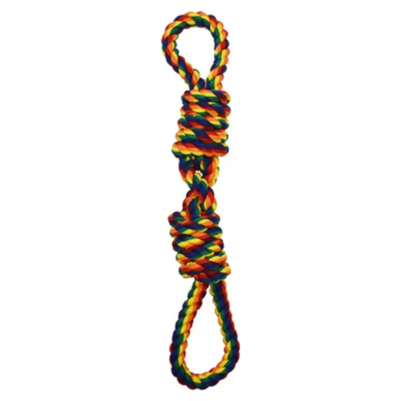 Amazing Pet Rainbow Double Loop & Double Barrel Knot Rope Dog Toy 20"