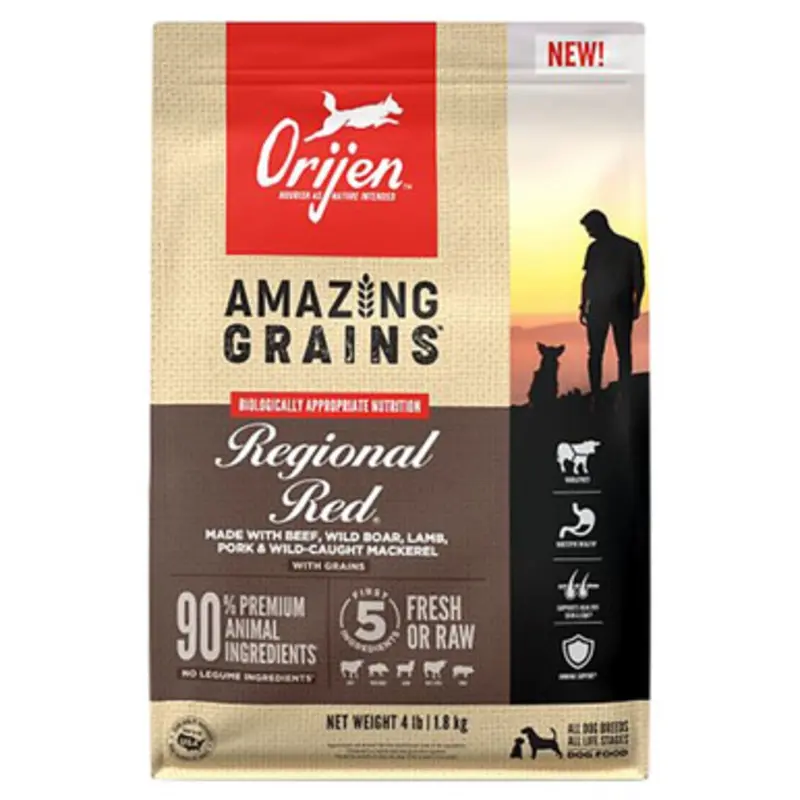 Orijen Amazing Grains Regional Red Dry Dog Food 4 lb
