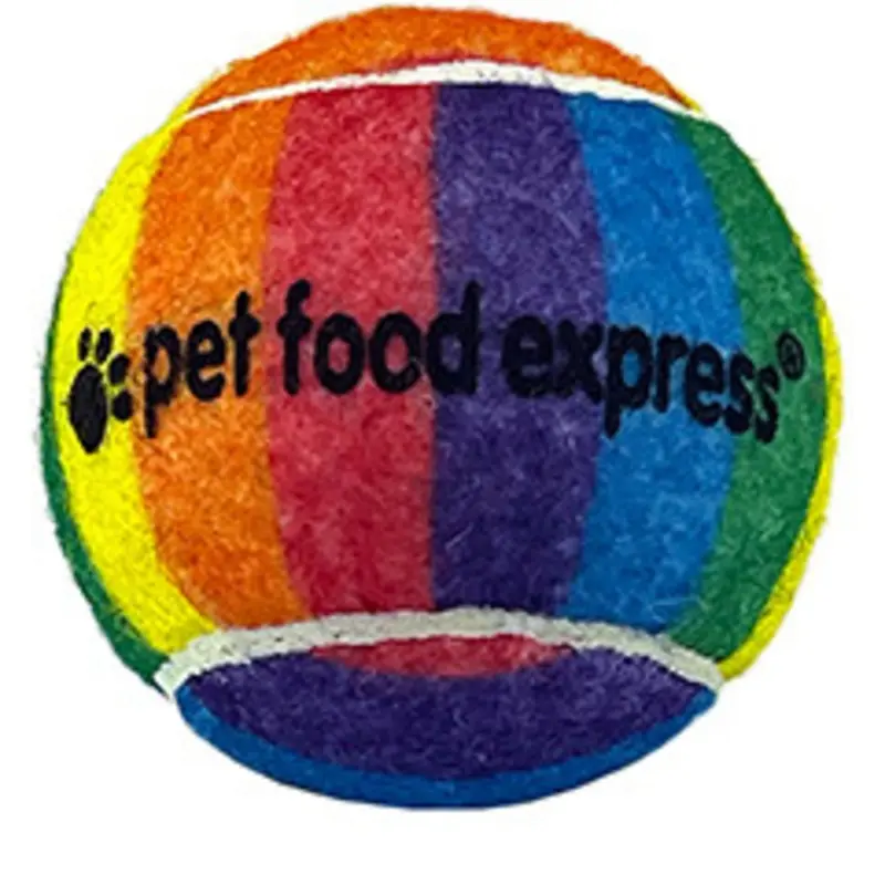 Pet Food Express Rainbow Tennis Ball Dog Toy Regular