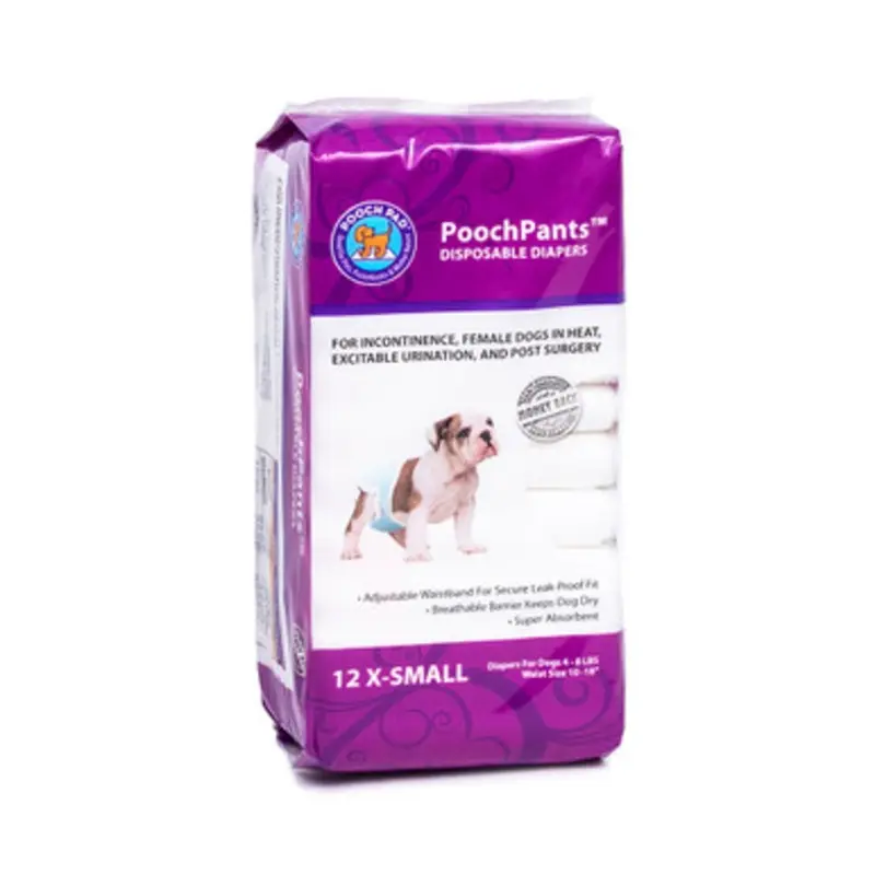PoochPants Disposable Absorbent Dog Diapers X-Small - 12 ct