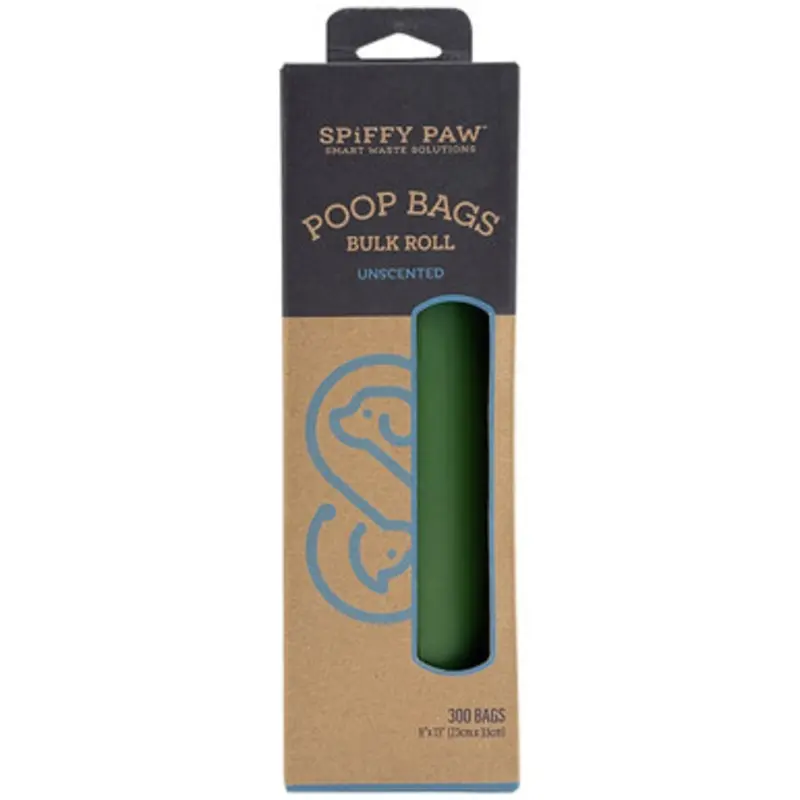 Spiffy Paw Bulk Roll Unscented Poop Bags for Waste Disposal 300 ct - Single Roll