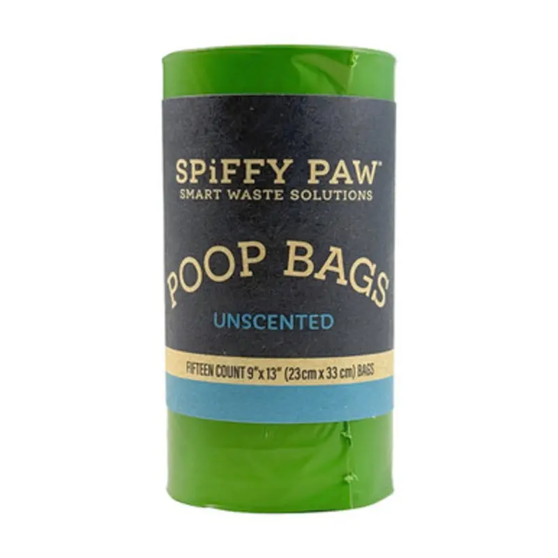 Spiffy Paw Unscented Poop Bags for Waste Disposal 15 ct - Single Roll
