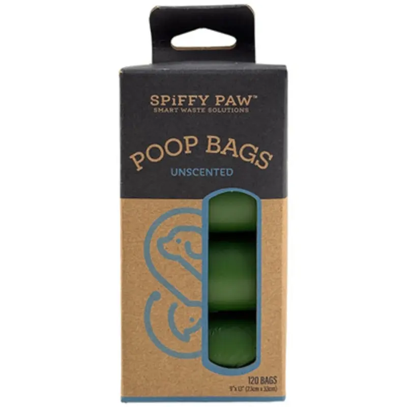 Spiffy Paw Unscented Recycled Poop Bags for Waste Disposal 120 ct - 8 Rolls
